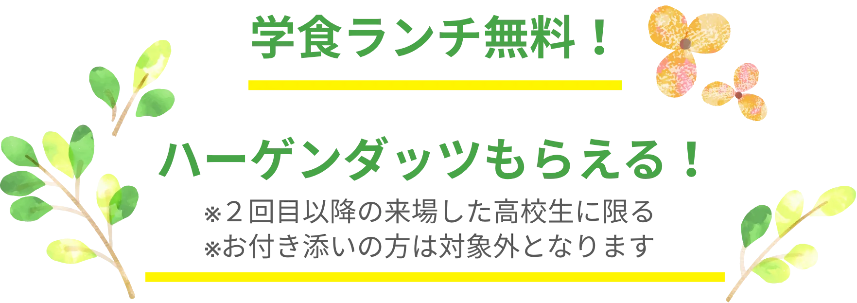 学食ランチ無料！／ハーゲンダッツもらえる！※2回目以降の来場した高校生に限る