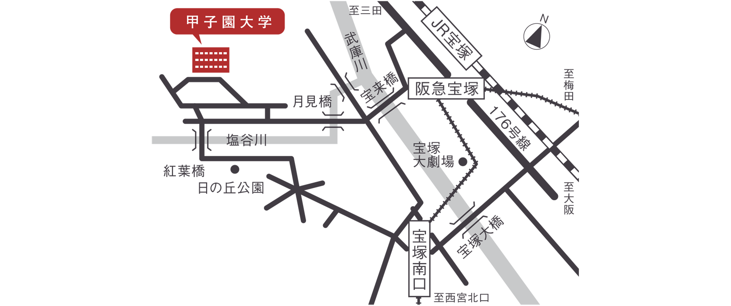 最寄りの駅から本学までの地図